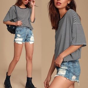 🆕 Project Social T Black Striped Crop Top